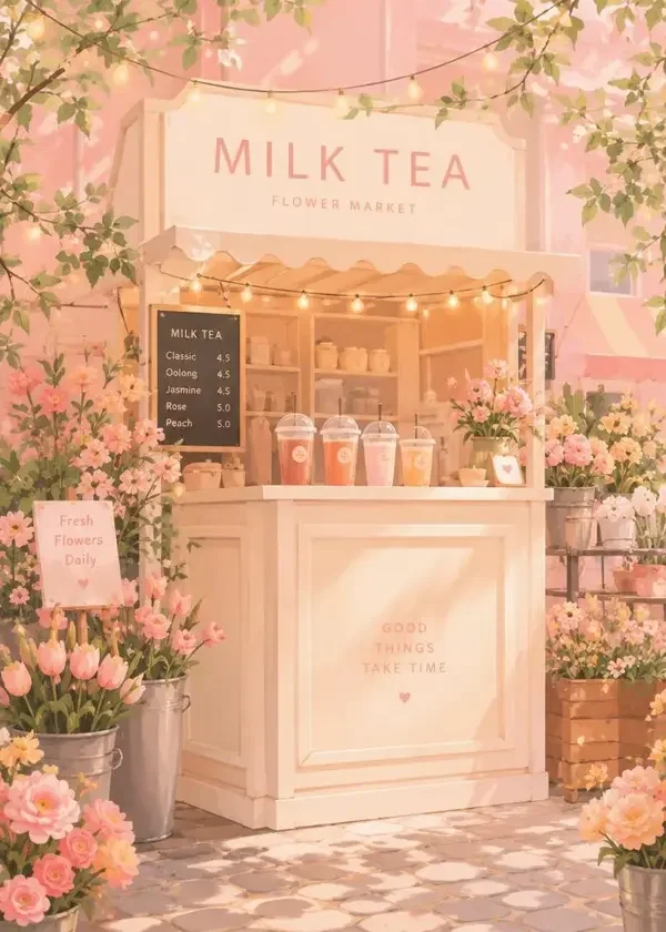 开在花市的奶茶店封面图，短剧作品